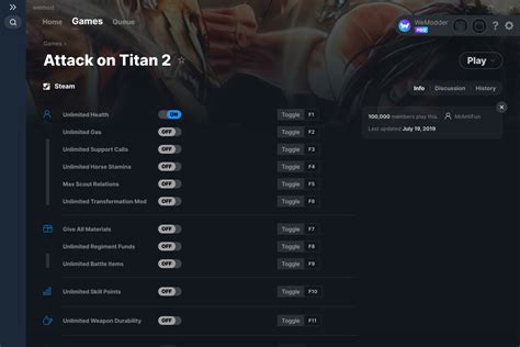 Attack on Titan 2 Cheats and Trainer for Steam .